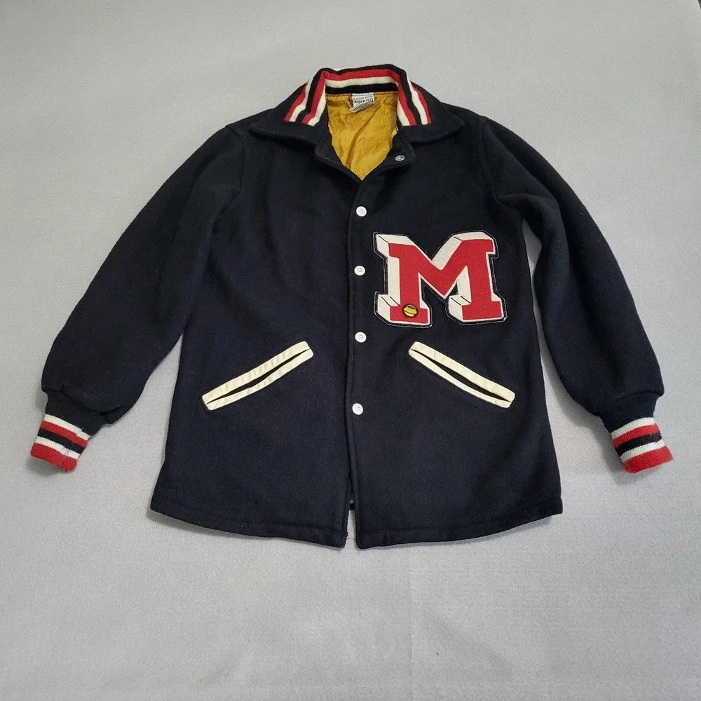 VTG High School Varsity Letter Letterman Jacket Coat Chenille M Basketball